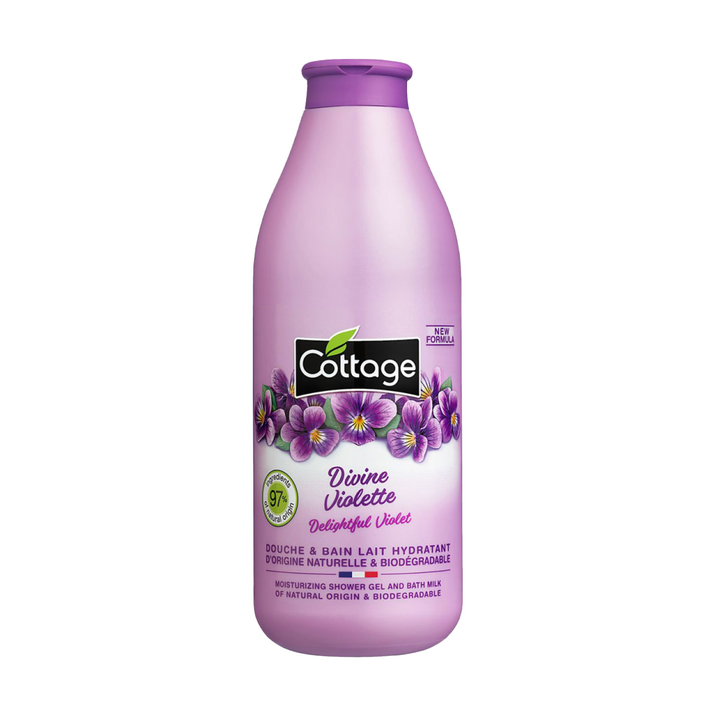 Гель для душу та молочко для ванни 2 в 1 Cottage Shower Gel and Bath Milk, Delightful Violet, 750 мл